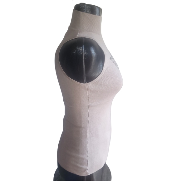 Guess Tan Colored Sleeveless High Neck Top L - Picture 3 of 6